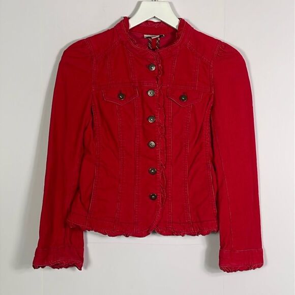 LOFT red, corduroy jacket, size 2 petite - Picture 1 of 13